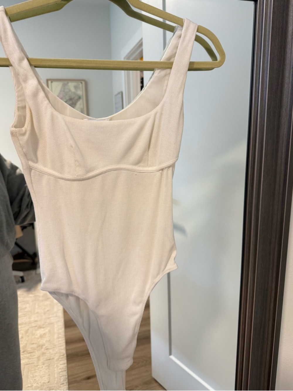 Princess Polly Cream Ribbed Scoop Bodysuit